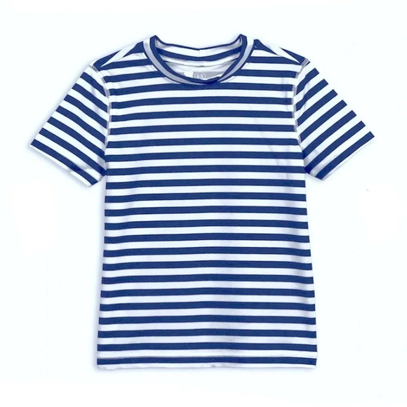 Joe Fresh Short Sleeve Rashguard Navy Blue and White Stripes Women’s Medium - Picture 1 of 5